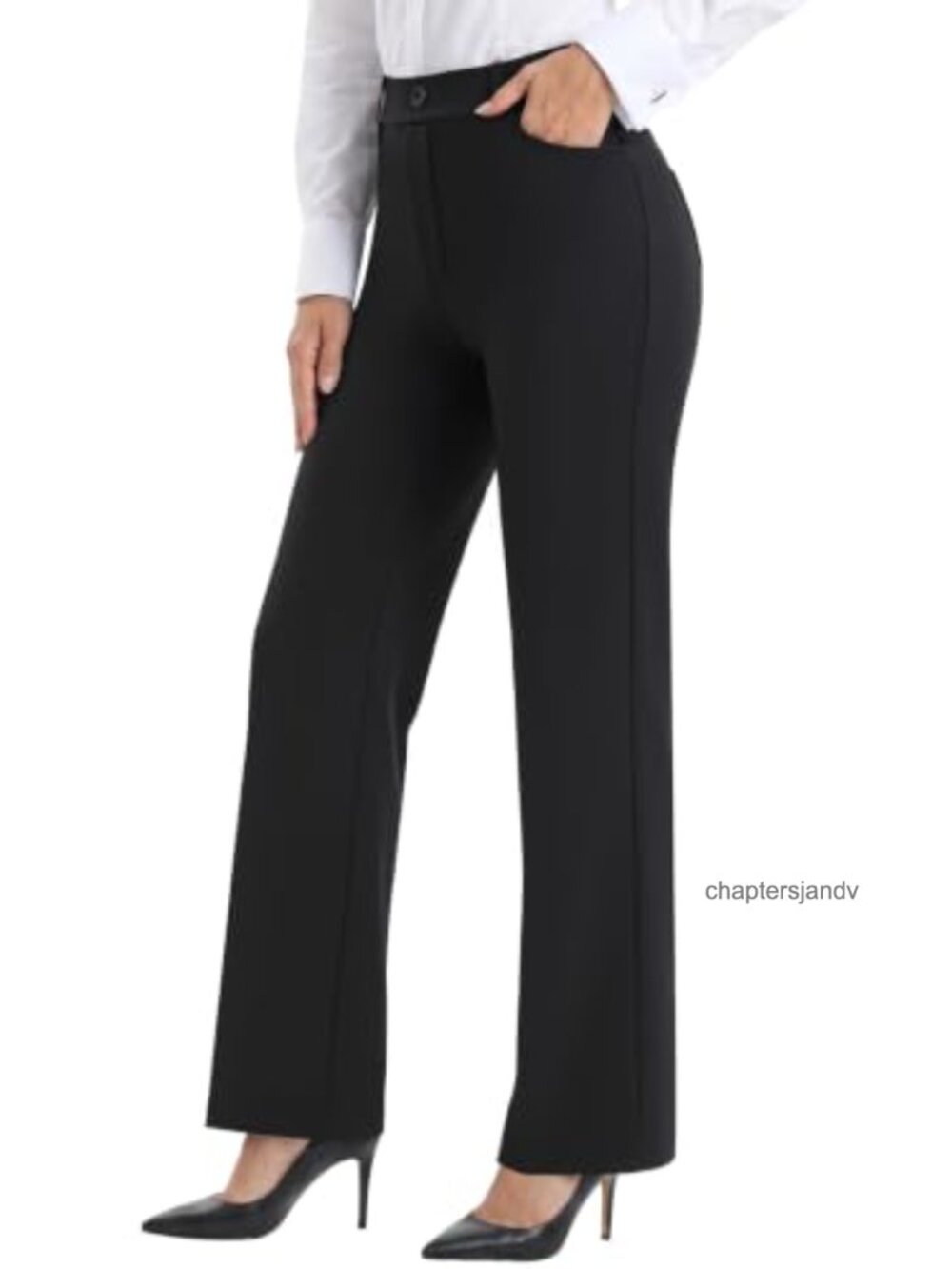 Womens Straight Leg High Waist Pull On Work Dress Pants Business Slacks